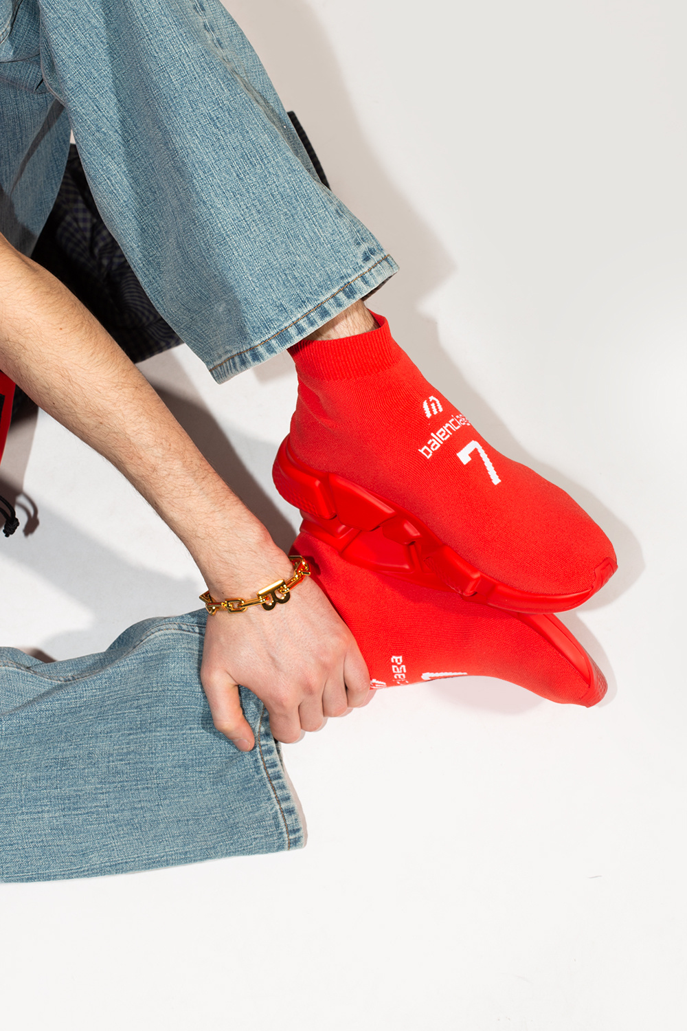 All red clearance balenciaga sock sneakers